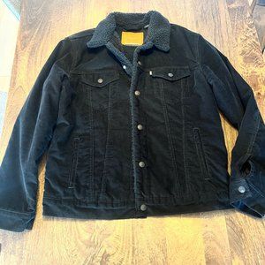 NWOT Men's Levi Black Corduroy, Fleece Lined Sherpa Trucker Jacket